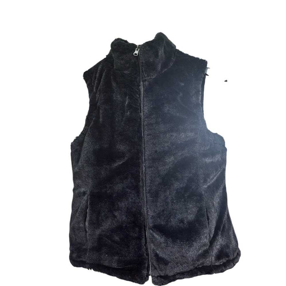 Faux Fur Cozy & Elegant Reversible Black & Grey Vest Women’s Size Small - Picture 2 of 5